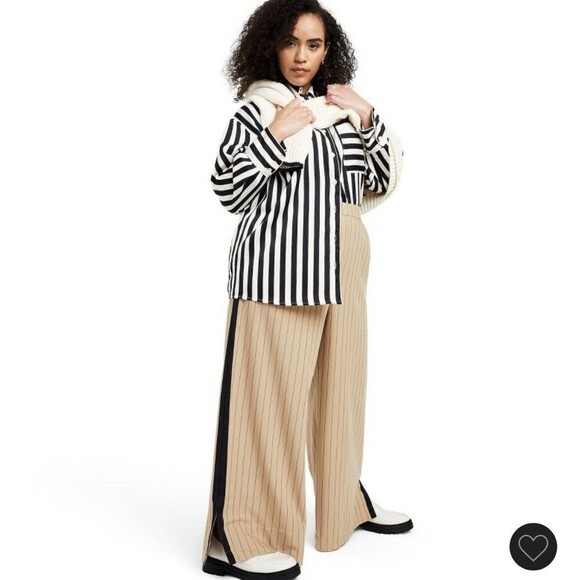 La Ligne x Target  Women's Striped Wide-Leg Trousers Tan/ Black - Size 3X - Picture 1 of 7